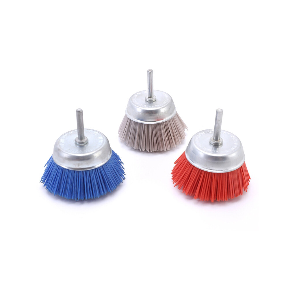 3Pcs 3Inch Nylon Filament Abrasive Wire Cup Brush Kit With 1/4 Inch Shank, Include Fine Medium Coarse Grit Removal Rust 6033845218174