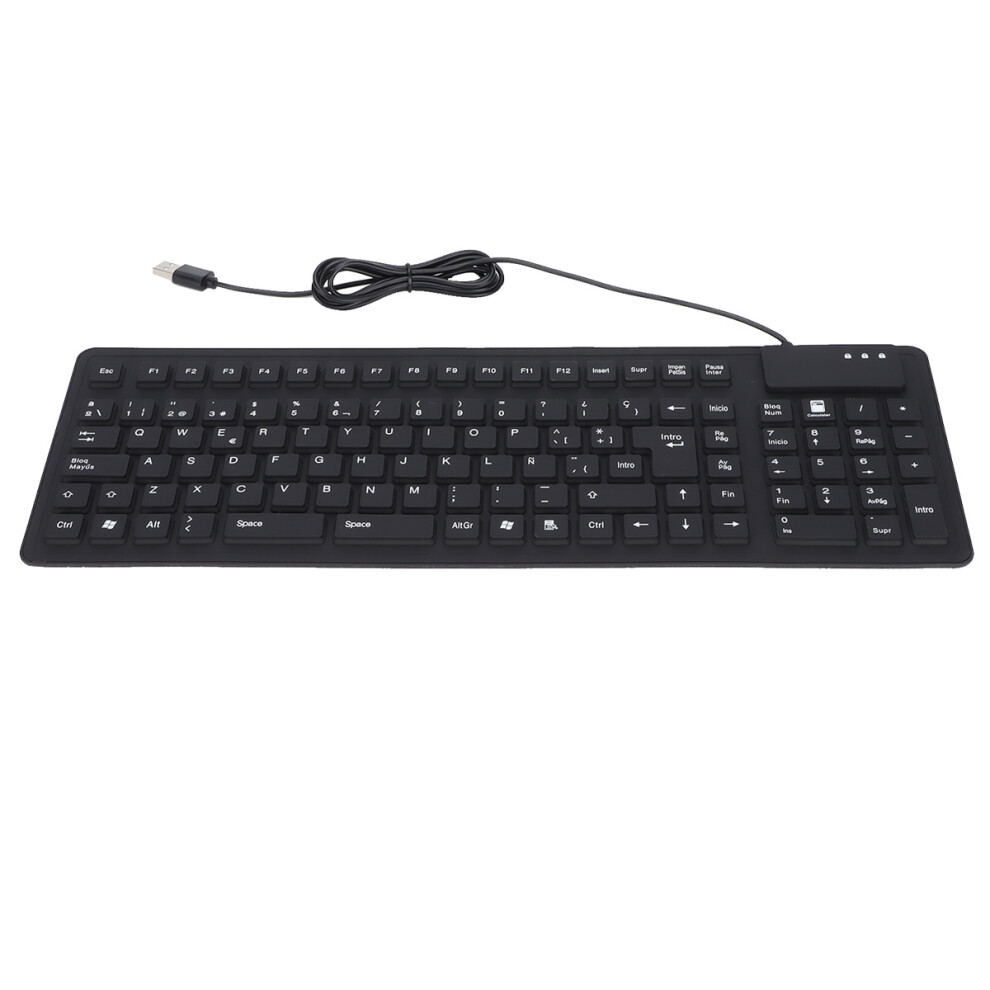 Silicone Material Keyboard With Quiet Typing Feature For Pc, Portable Foldable Design 105 Key Spanish Layout, Convenient Connection Ergonomic Design 9004841775494