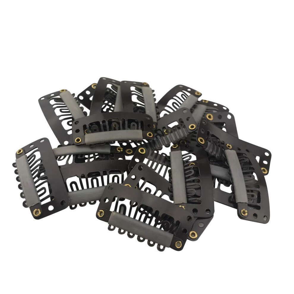 Metal Snap Clips For Hair Extensions And Wefts 32mm Dark Brown 20 Pcs Pack