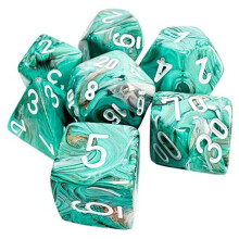 Chessex Manufacturing CHX22403 Mega Hedrals - Dice Set, Marble Oxi - Copper & White - Set of 7