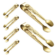 6pcs Stainless Steel Ice Tongs with Elegant Rose Pattern, Mini Serving Tongs for Sugar Cubes