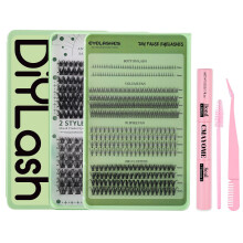 Kit extensii de gene individuale pentru începători, fără lipici inclus, gene tip C Curl, 192 bucăți, cu design impermeabil și subțire,