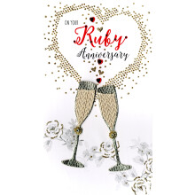 Ruby 40th Anniversary Greeting Card Hand-Finished Champagne Range Cards