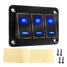 Painel de interruptor basculante de grau marítimo à prova d'água, painel de alumínio com luz LED azul, interruptor à prova d'água compatível