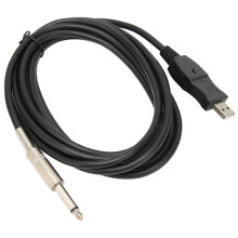 USB-Gitarrenkabel Schnittstelle Männlich auf 6,35 mm Mono 3 m Schwarz