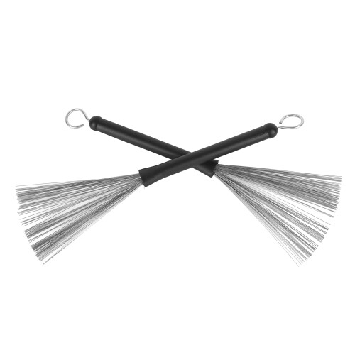 2Pcs Drum Brush Rubber Handle Steel Wire Retractable Portable Tool