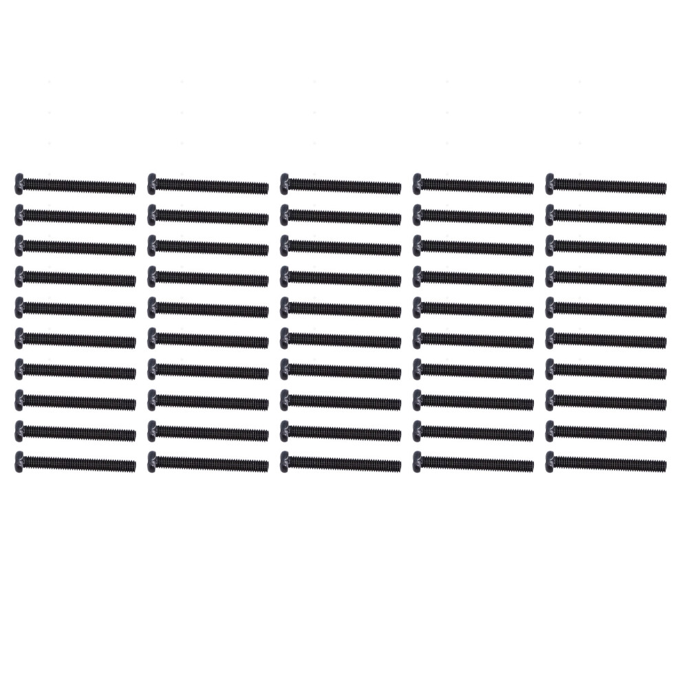50Pcs M3x25 Din 7985 Black Zinc Plated Steel Pan Head Machine Screws 4951376725973