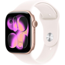 Apple Watch Series 11 GPS 46mm Smartwatch with Rose Gold Aluminium Case with Light Blush Sport Band S/M
