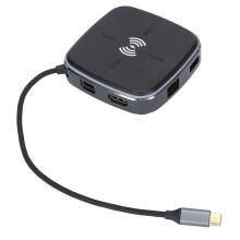 Hub USB-C 9 en 1, station de charge sans fil universelle pour ordinateurs portables et smartphones, matériaux haut de gamme pour une durabilité et