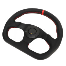 D Type Steering Wheel Black Leather Aluminum Alloy 325mm Universal Fit