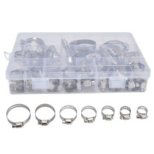 60 Stück Edelstahl Schlauchklemmen Set, verstellbar, Größen 8-38 mm