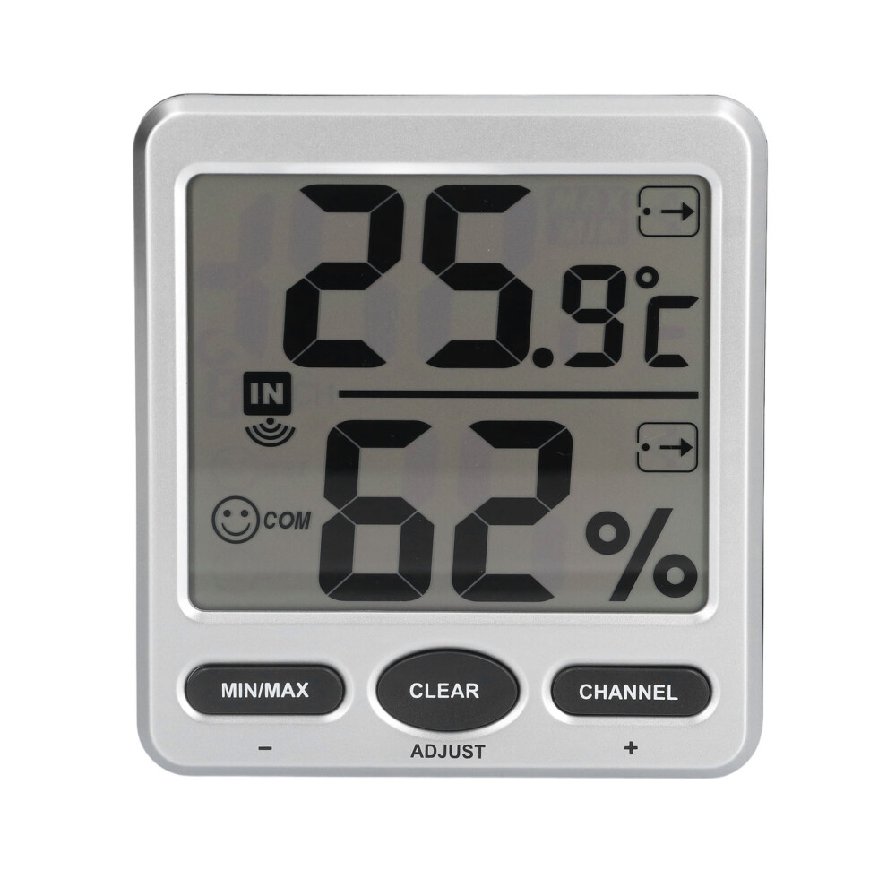Wireless Thermometer Hygrometer With Large Display Digital Temperature Humidity Monitor Indoor Outdoor Use High Accuracy Sensor Comfort Indicator