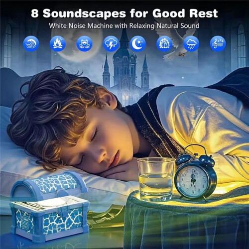 Treasure Box Projection Light  Speaker with White Noise Timeable Bedroom Atmosphere Projector Children Gift 1