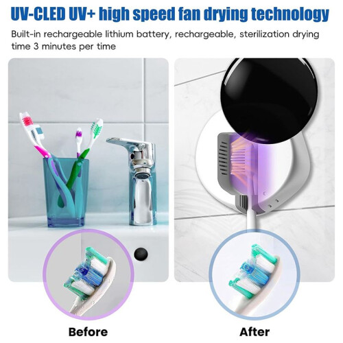 Toothbrush Case Sterilizer, Portable Sterilizer with Fan Drying Function, Suitable for All Toothbrushes 1