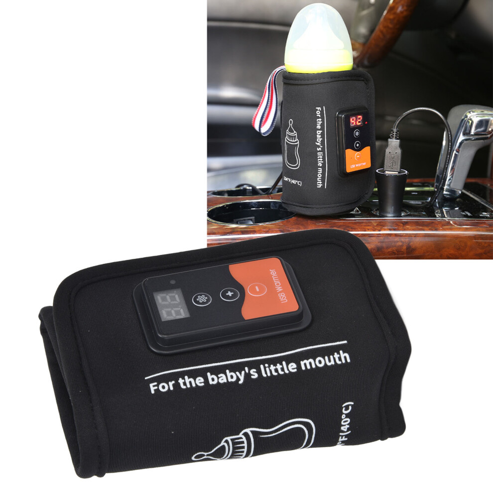 Usb Milk Warmer With Lcd, Adjustable Temp, Portable, Black