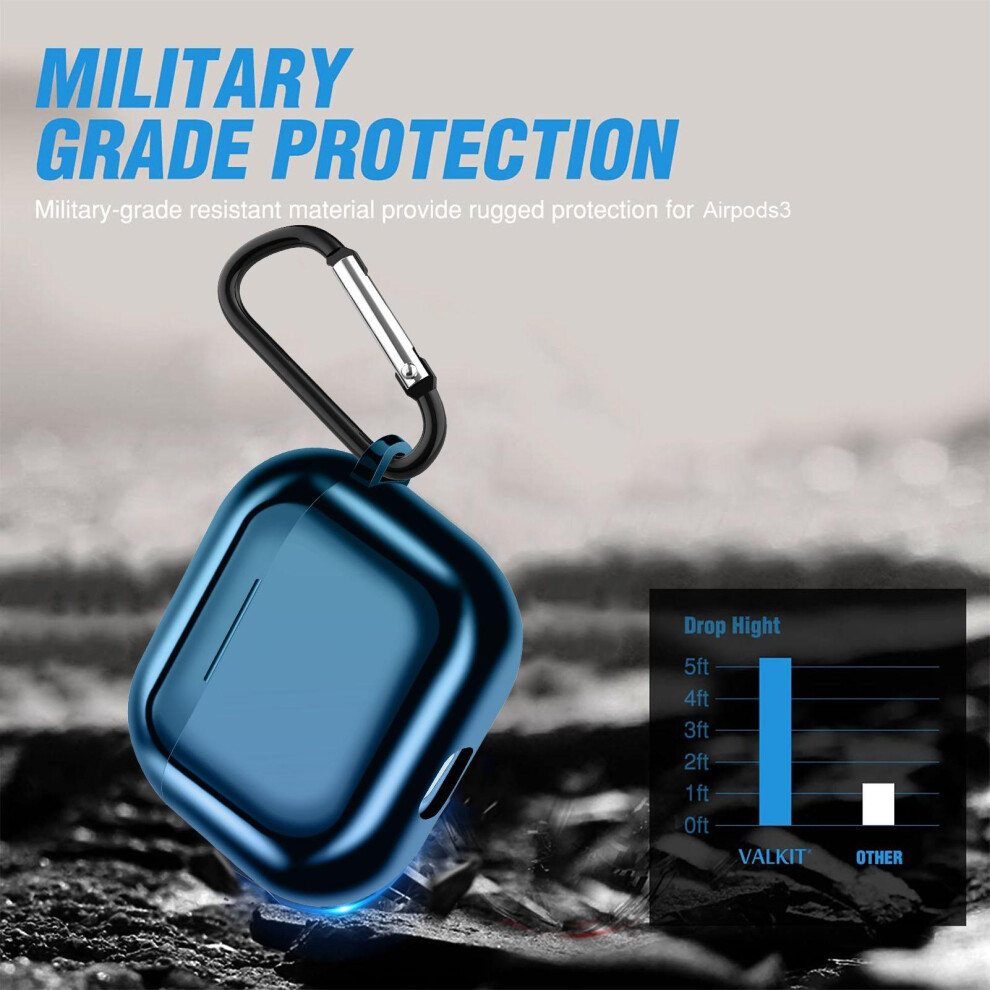 Wireless Earphone Case For Airpods 3, Tpu Electroplating Protective Cover With Carabiner 7651376731338