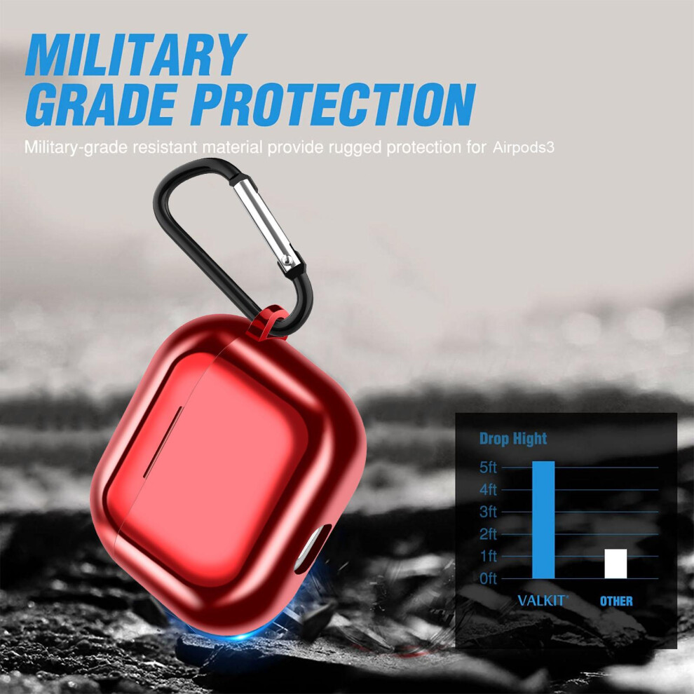 Electroplating Tpu Earphone Case For Airpods 3 With Carabiner, Black/Red/Gold 3161376731350