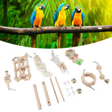 8 piezas de juguetes para loros - juego de escaleras colgantes de madera