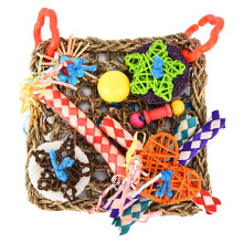 Climb Hammock Parakeet Toys with Shredding Seagrass Wall and Bird Foraging Toys, Featuring Non-Toxic Acrylic Components for Safe Playtime