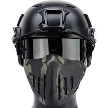 Fast BJ Base Jump Military Helmet With Tactical Metal Mesh HalfFace Mask And ThreeColor Goggles FullFace Protective Paintball Set