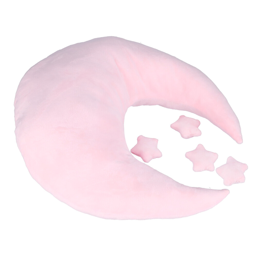 Baby Moon Pillow For Newborn Photos, Velour 40X20cm Pink 7901376739347