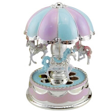 Romantic Music Box with Rotating Horses, Mesmerizing Motion Luminous Rotation Carousel for Bedroom Ambiance, Charming Design LED Lighted Ornament,