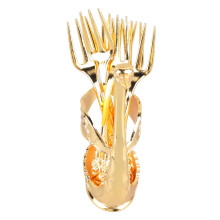 Elegante portaspoon in lega di cigno con finitura in oro lucido, riflesso a specchio