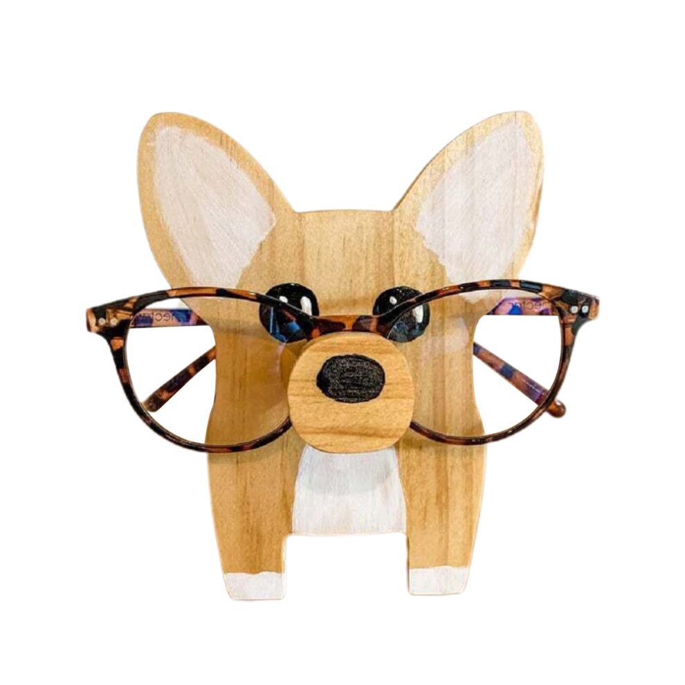Wooden Animal Glasses Holder, Cute Handmade Wood Carved Spectacle Stand Corgi Design, Rustic Wooden Spectacle Holder for Home Office Decoration-image-OPC-PQYB9WG-NEW