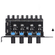 Køleblæserhub til pc, multiport8-kanals12V4-bens PWM-blæsercontroller med hastighedsregulator og justerbar modstand, kompatibel med harddisk, VGA,