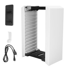 Supporto verticale organizer a torre salvaspazio per PS5 e Xbox, design elegante e resistente, supporto universale per dischi di gioco.