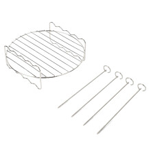 Grelha dupla para fritadeira a ar, grelha dupla em aço inoxidável de qualidade alimentar com espetos e bandeja antiaderente, acessório para