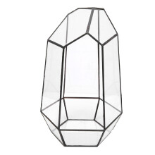 Geometrisk glasplantekasse til sukkulenter og luftplanter, indendørs udendørs plantekasse med transparent design og aftageligt låg, rustfri