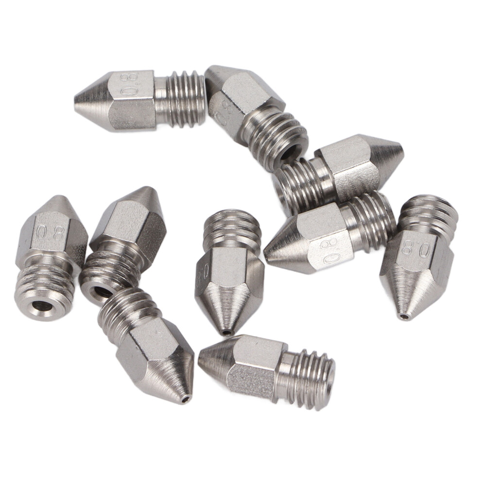 10Pcs Stainless Steel 3D Printer Nozzles 1.75Mm 0.8Mm M6 7901376749667