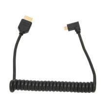 Micro Hdmi To Hdmi Cable, Right-Angle Hdmi Adapter, Gold Contacts For Signal Integrity, Coiled Spiral Cable Supports 8K 48Gbps, Plug And Play,