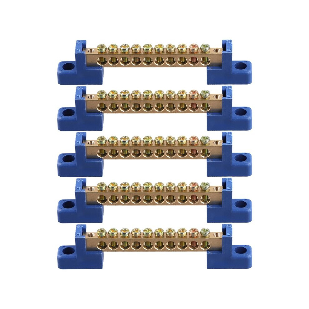 Terminal Block Terminal Bus Bar 10 Positions Screw Brass Terminal Grounding Strip Bus Bar Block Pack Of 5 6031437200538