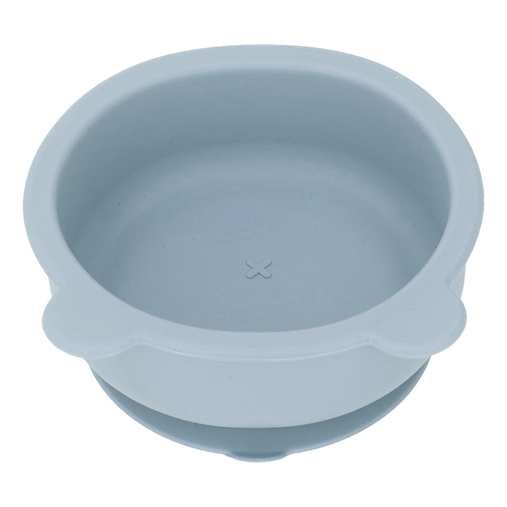 Baby Bear-Shaped Silicone Toddler Bowl with Suction, 200ml, Grey Blue