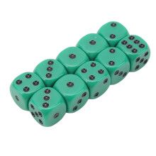 Dadi a angolo arrotondato verde nero da 16 mm, confezione da 20 pezzi per scopi educativi e giochi da tavolo