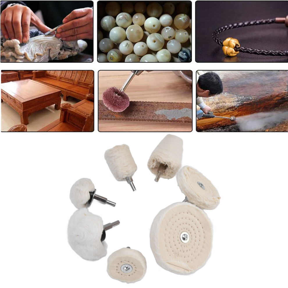 7Pcs Cotton Flannel Polishing Wheels Kit Drill 1/4In Shank For Metal Glass 7671376754830