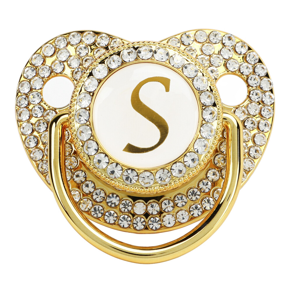 Pacifier For Newborn, Safe Materials Non Toxic Silicone Baby Soother, Ergonomic Curved Design With Air Flow Holes, Odorless Bling Baby Pacifier Gold