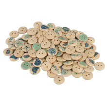 100 pezzi di bottoni in legno misti, rotondi con 2 fori, decorativi per cucito, colore naturale