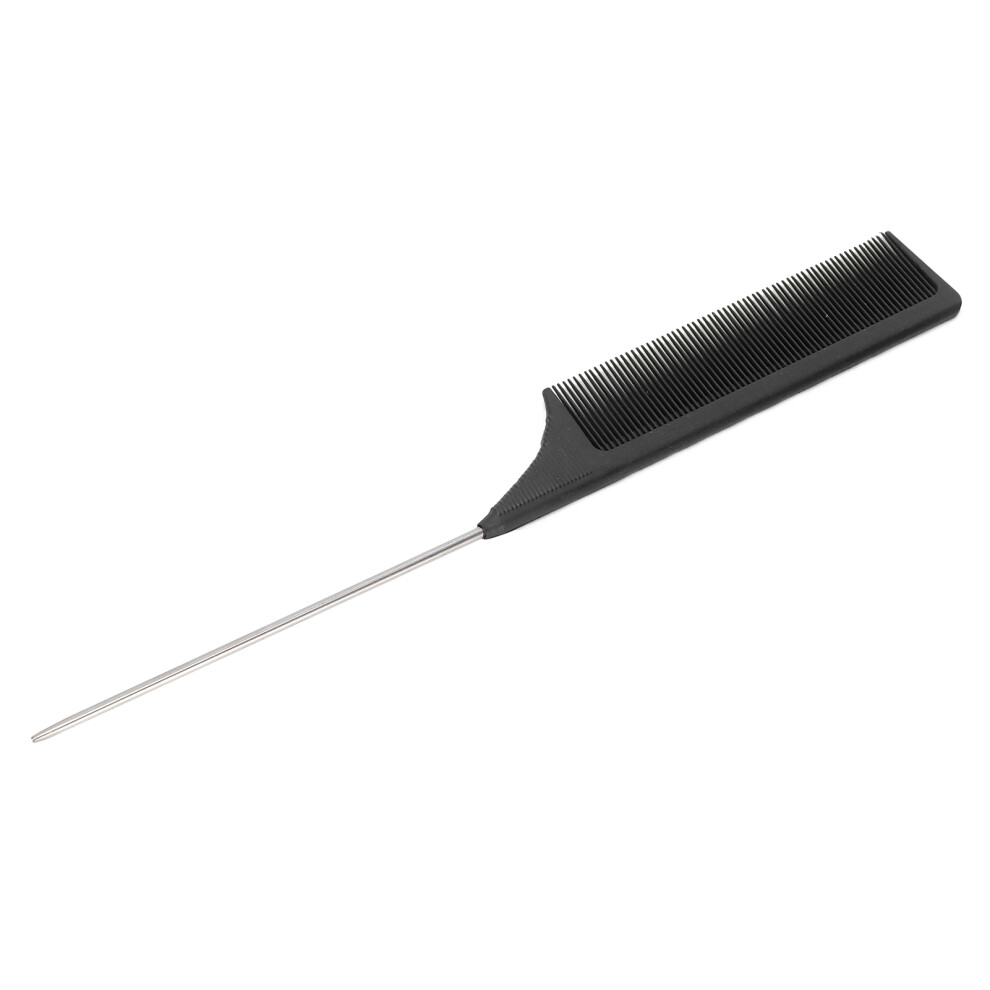 Unisex Black Fine Hairdressing Steel Pintail Comb For Perfect Hairstyles