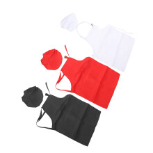 Kinder-Schürzchen mit Kochmütze Set, Rot Schwarz Weiß Polyester, Bequem, Dehnbar