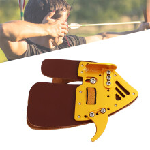 Premium Gold Braun Kuhhaut Leder Bogenschießen Finger Tab für Outdoor-Schießen