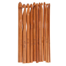 Bamboo Crochet Hooks for Knitting Enthusiasts, Knitting Hooks 12-Piece Set with Ergonomic Handle and Recognizable Size Markings, Smooth Needle Body