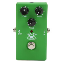 Overdrive gitarreffektpedal, Tube Screamer-inspirerad analog drivning med True Bypass och LED-statusindikator, kompakt och hållbart metallhölje för