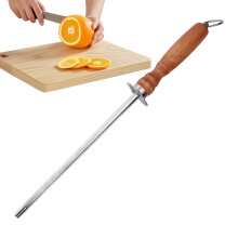 12 Inch Honing Rod with Ergonomic Grip and Safety Guard for Kitchen and Outdoor Knife Sharpening