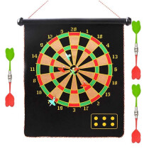 Extra Large Double Sided Reversible Hanging Dartboard 15 Inch with 6 Safe Colour Darts for Indoor Door Use