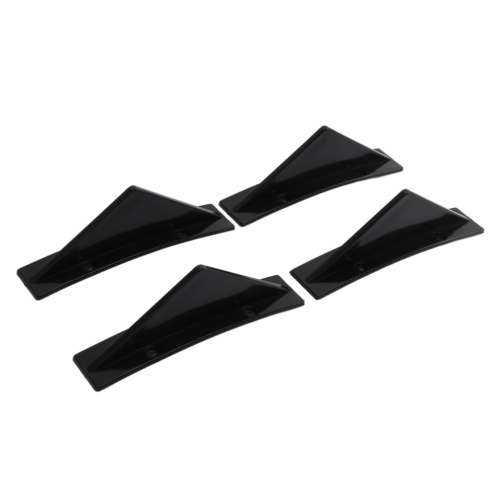Rear Bumper Diffuser Abs Curved Glossy Spoiler Shark Fin 4Pcs Universal Black 3261376783394