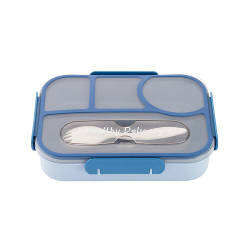 4 Compartment Bentos Box Insulated Construction Microwave-Blue