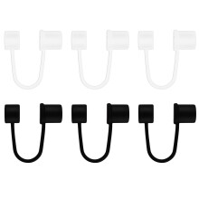 6pcs Silicone Straw Cap Covers, 10mm Dust-Proof Silicone Straw Toppers, Dust-Proof and Leak-Proof Reusable Drinking Straw Tips Lids, White and Black
